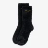 Cat Eyes Fuzzy Socks Black