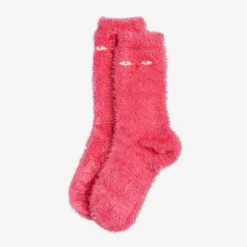 Cat Eyes Fuzzy Socks Pink