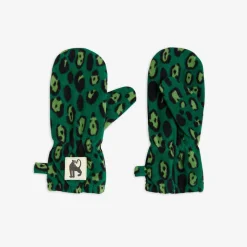 Leopard fleece mittens