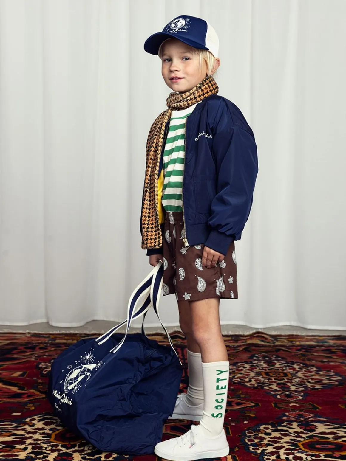 Mini Rodini Society Embroidered Baseball Jacket