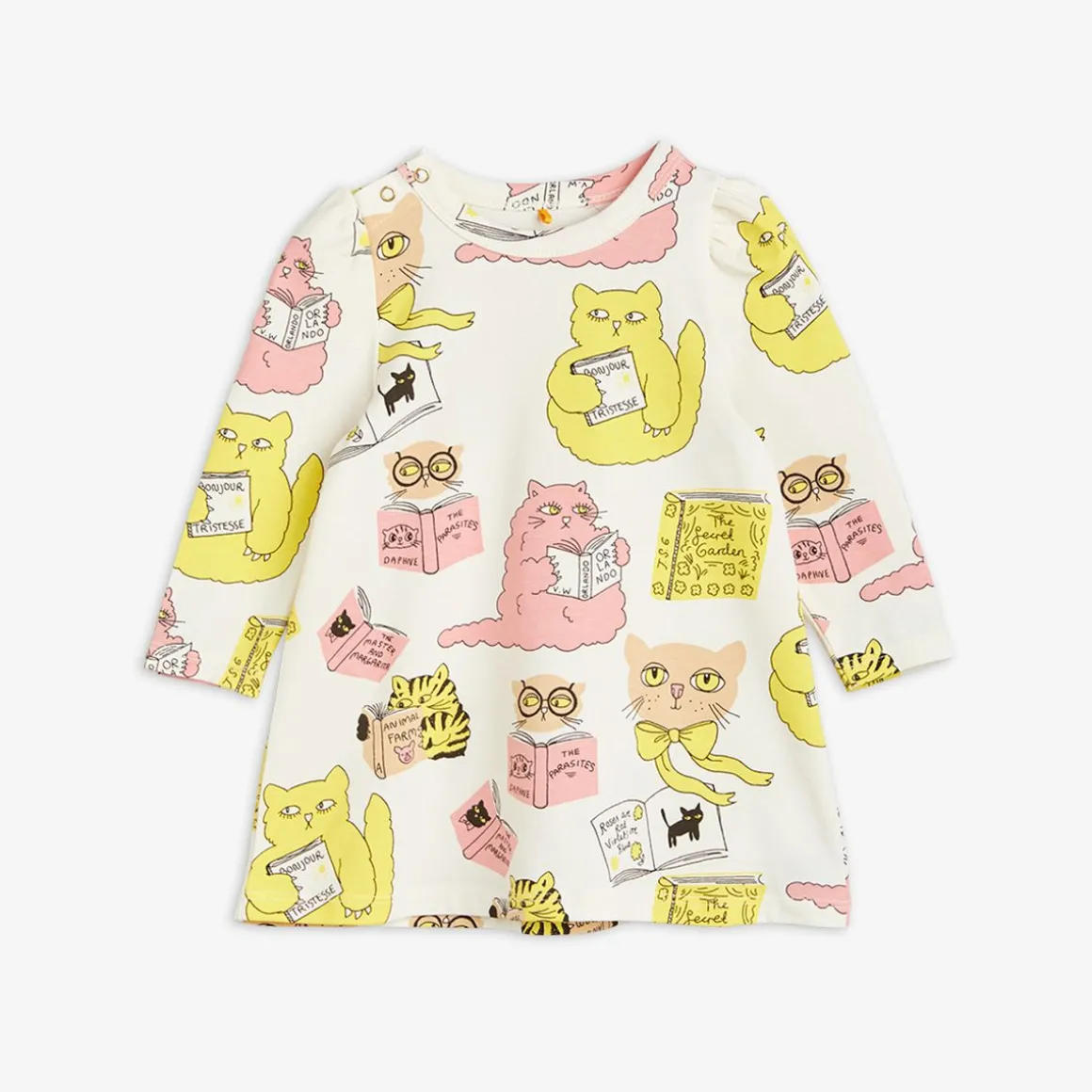 Reading Cats Long Sleeve Dress
